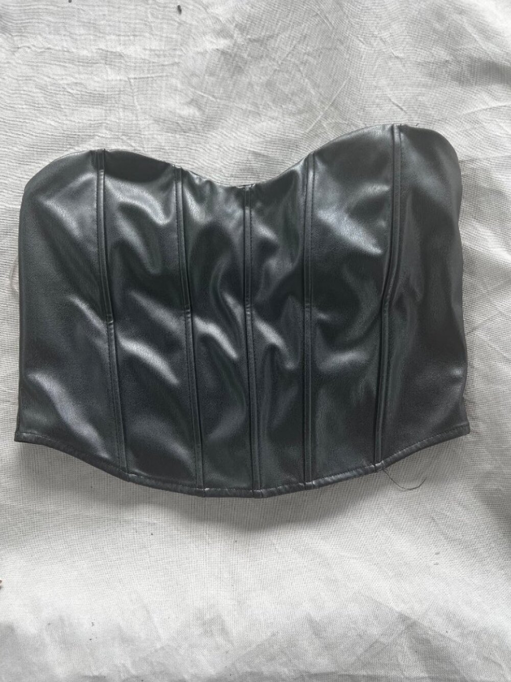 Vintage Womens Black Faux Leather Corset Y2K XL